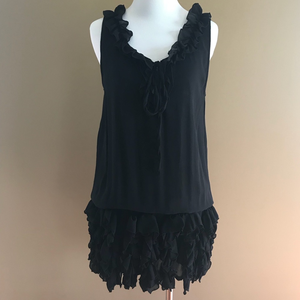 Black Ruffle Skirt Cocktail Dress